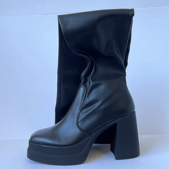 Free People Double Stack Over the Knee Boots Black size US9 EU39